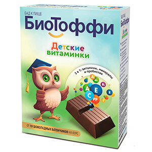 Биотоффи детские витаминки батончик шоколадный 5г №10