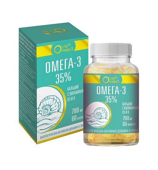 OVIE Омега-3 35% Кальций с витамином D3 и K капсулы 700мг №60